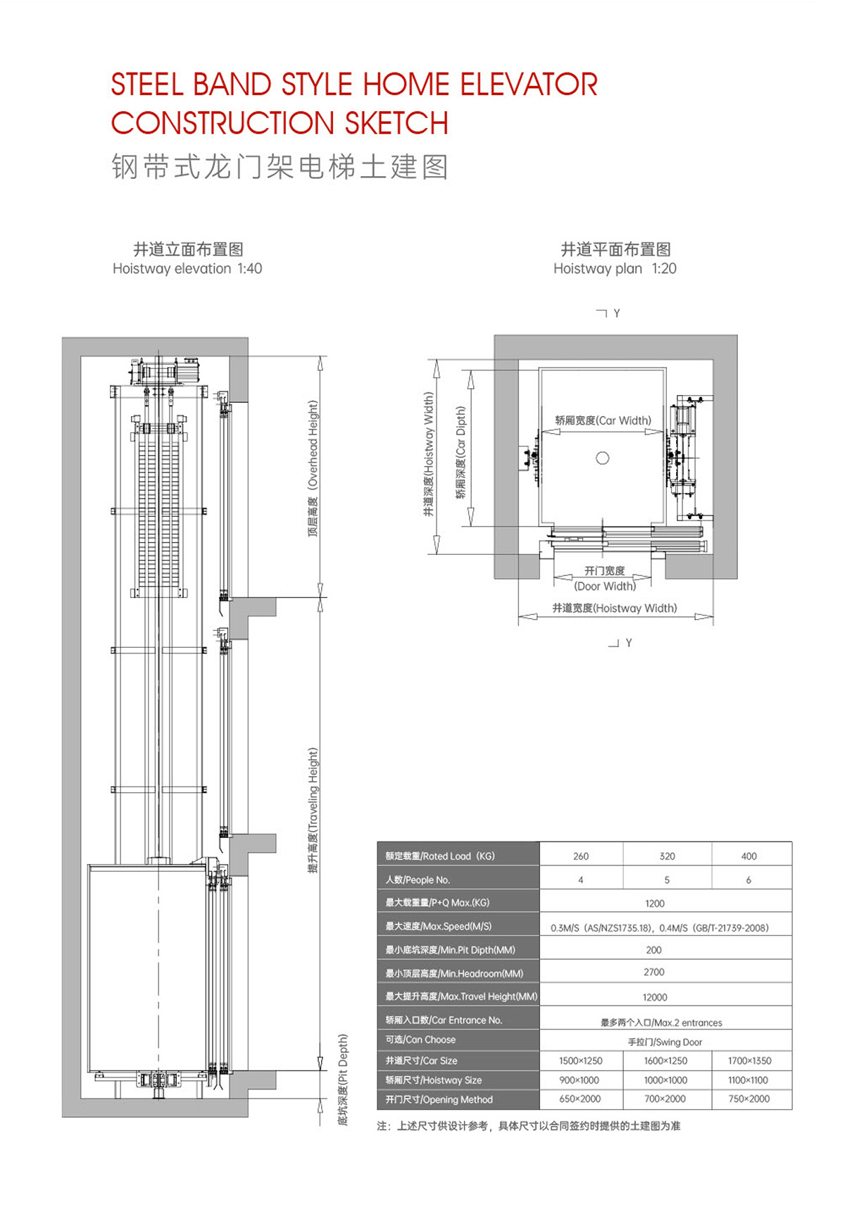 钢带型龙门架结构家用电梯